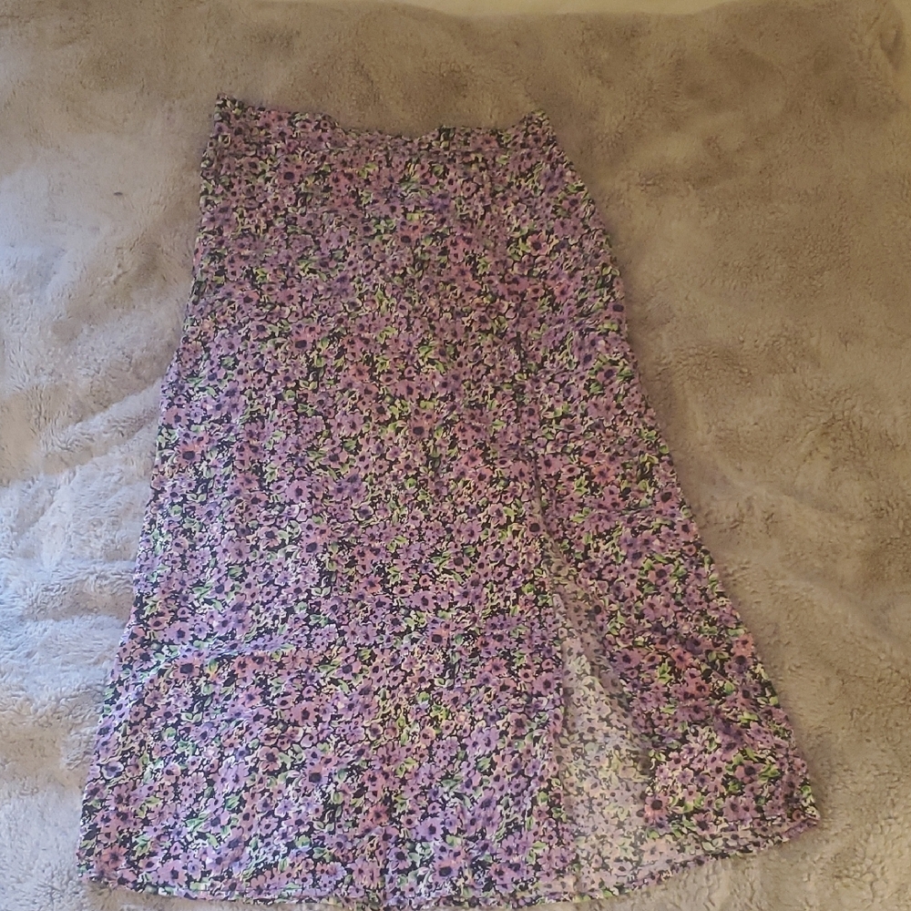 Motel Rocks Pink and Purple Midi A-Line Skirt